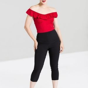 Hell Bunny Vixen High-Waisted Short Pants in Black, Size M